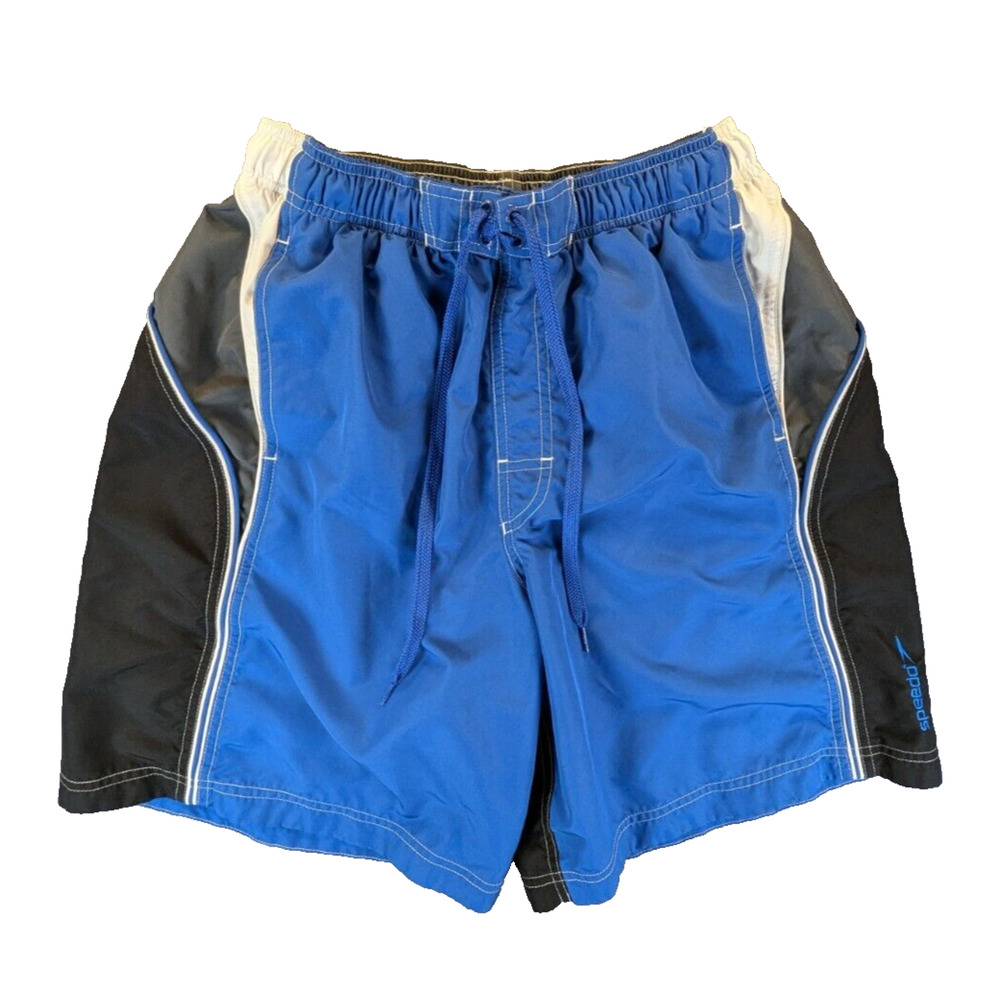 Speedo Swim Trunks Men's Large Activewear Blue Traditional Full Size Shorts Mesh